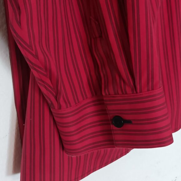 Catherines Womens Plus Size 2X Red Striped Button Down Shirt Non Iron Long Sleev - Picture 9 of 10